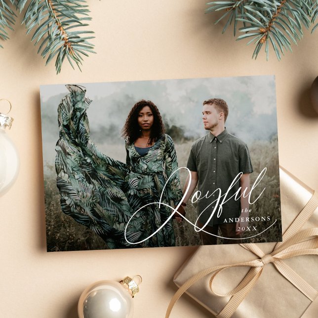 Festividades Cartão de Natal com Foto em Script de Elegância Al (Criador carregado)
