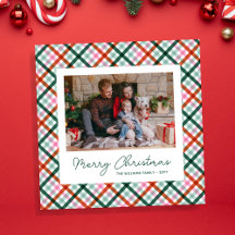 Cartão de Natal com Foto em Xadrez Moderno