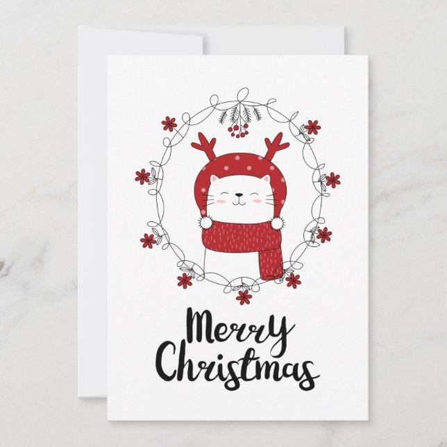 Festividades CARTÃO DE NATAL COM FOTO | Feliz Natal Gato Rena (Frente)