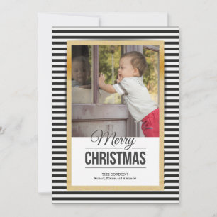 Festividades Cartão de Natal com Foto Listras Ousadas