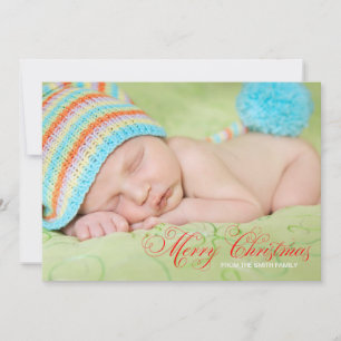 Festividades Cartão de Natal com Foto Verde Oliva Marrom
