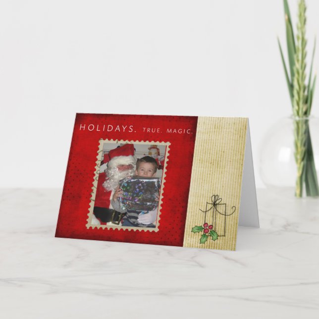 Festividades Cartão de Natal com fotografia de Férias (Frente)