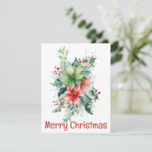 Festividades Cartão de Natal com Frutas e Folhas de Poinsettia