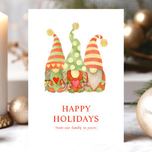 Festividades Cartão de Natal com Gnome Escandinavo em Aquarela