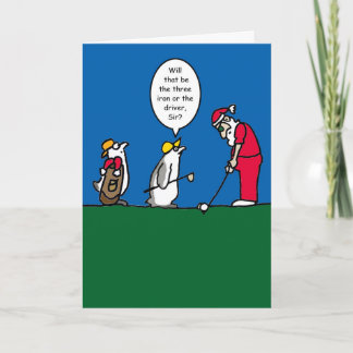 Festividades Cartão de Natal com ilustração golfing do papai