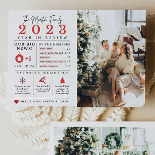 Festividades Cartão de Natal com Infográfico de Revisão do Ano