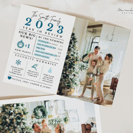 Festividades Cartão de Natal com Infográfico de Revisão do Ano 