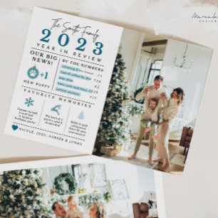 Festividades Cartão de Natal com Infográfico de Revisão do Ano