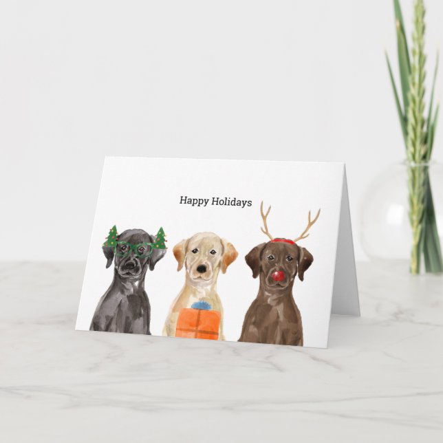 Festividades Cartão de Natal com Labradores de Natal (Frente)