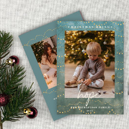 Festividades Cartão de Natal com Luzes Douradas em Bokeh