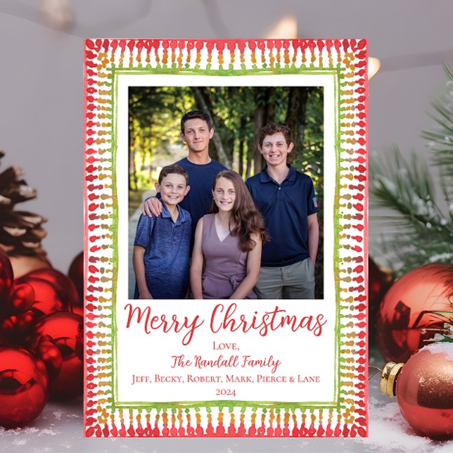 Festividades Cartão de Natal com Moldura Pintada de Vermelho e  (Criador carregado)