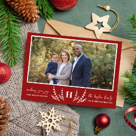 Festividades Cartão de Natal com Monograma de Família para Foto