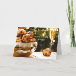 Festividades Cartão de Natal com oliebollen e texto