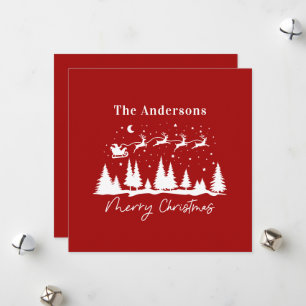 Festividades Cartão de Natal com papai Noel e trenó de rena