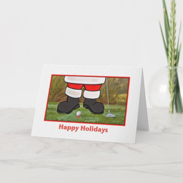 Festividades Cartão de Natal com papai noel Golfing (Frente)