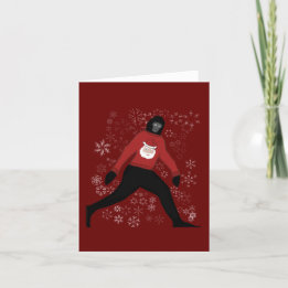 Festividades cartão de Natal com pé grande e papais noeis