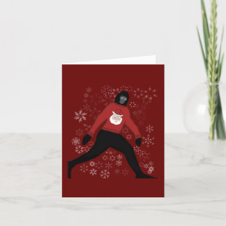 Festividades cartão de Natal com pé grande e papais noeis