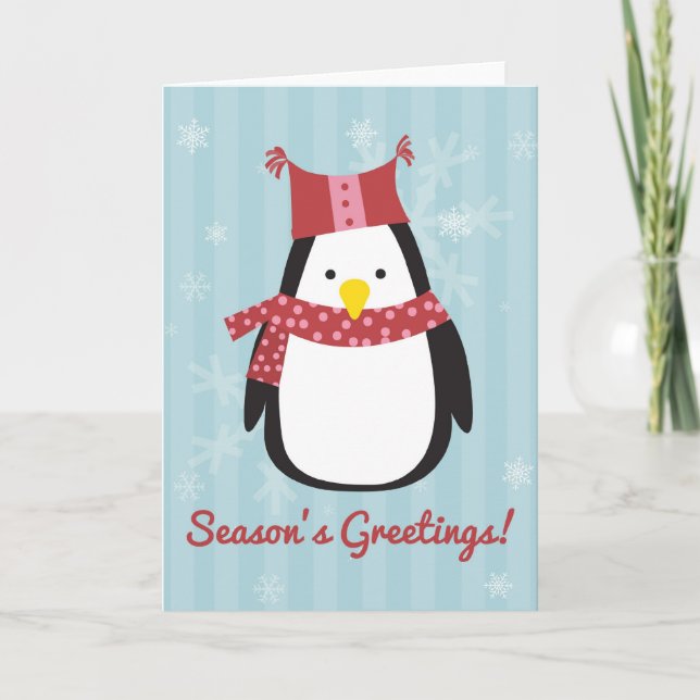 Festividades Cartão de Natal com pinguim bonito (Frente)