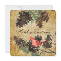 Cartão de Natal com pinhas de pinheiro Cardinal Ve