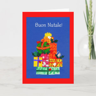 Festividades Cartão de Natal com presentes - Saudação Italiana