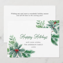 Cartão de Natal com Saudações Festivas de Aquarela