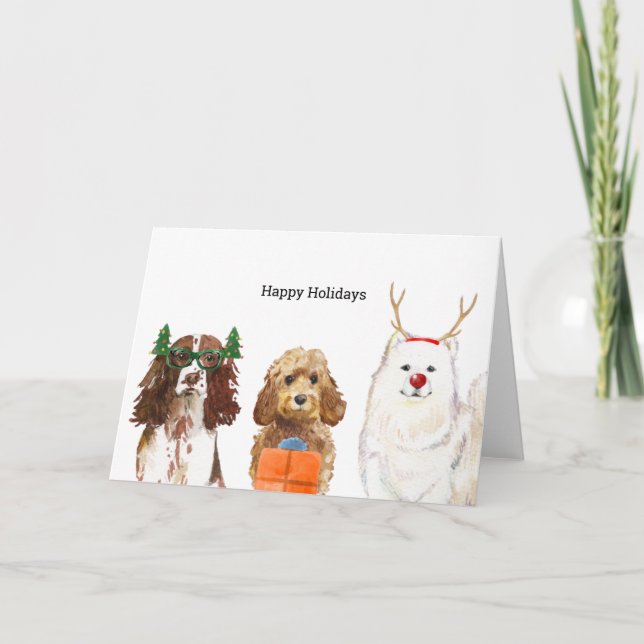 Festividades Cartão de Natal com três cães de Natal (Frente)