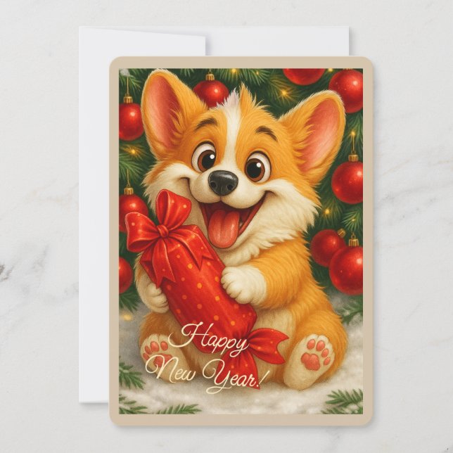 Festividades Cartão de Natal com um cão (Frente)