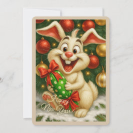 Festividades Cartão de Natal com um coelho