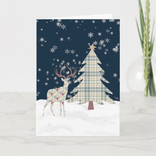 Festividades Cartão de Natal com um Designer Deer & Tree