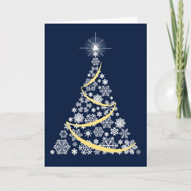 Festividades Cartão de Natal com um floco de neve branco (Frente)
