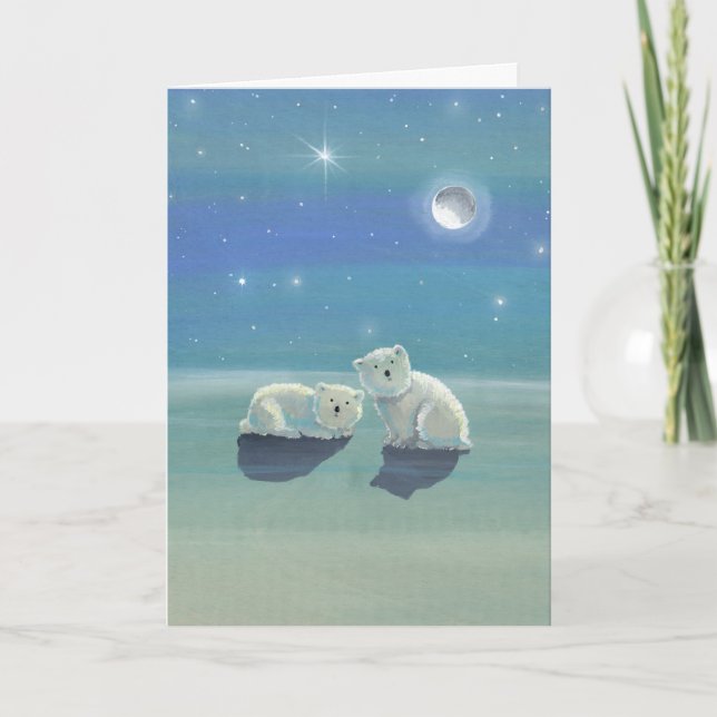 Festividades Cartão de Natal com urso Cubs polar (Frente)