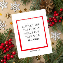 Cartão de Natal com Versículo da Bíblia Mateus 5:8