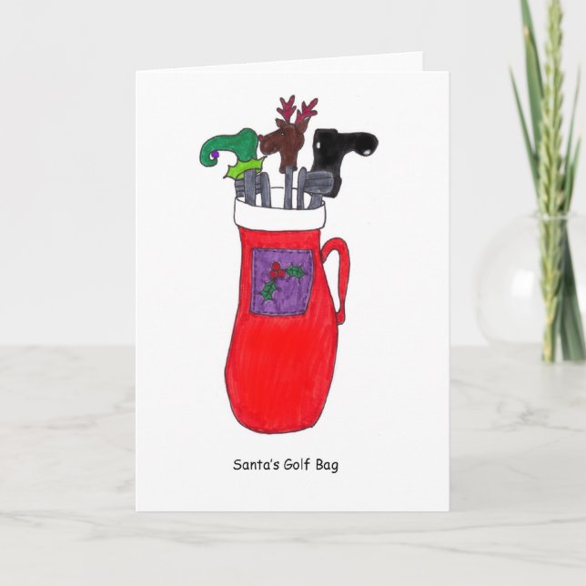 Festividades Cartão de Natal cómico do saco de golfe do papai (Frente)