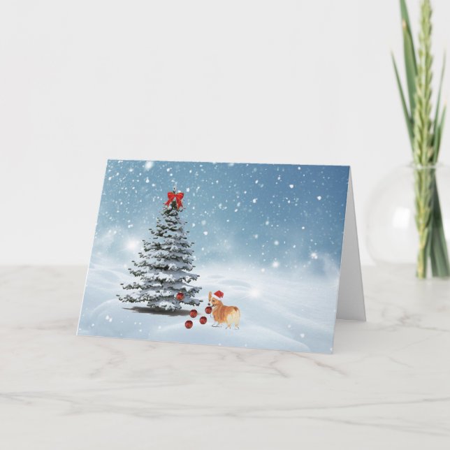 Festividades Cartão de Natal Corgi (Frente)