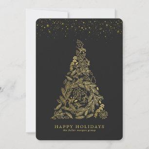 Festividades Cartão de Natal Corporativo Árvore Dourada