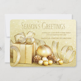 Festividades Cartão de Natal Corporativo Elegante em Dourado