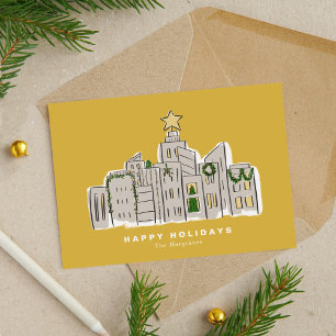 Festividades Cartão de Natal Corporativo Skyline de Cidade Amar