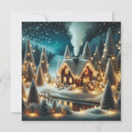 Festividades Cartão de Natal Cozy Winter Cabin