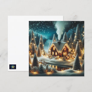 Festividades Cartão de Natal Cozy Winter Cabin