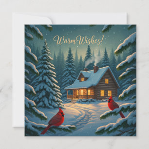 Festividades Cartão de Natal Cozy Winter Cabin