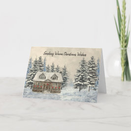 Festividades Cartão de Natal Cozy Winter Cottage