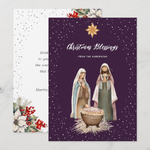 Festividades Cartão de Natal Cristão Botânico Roxo