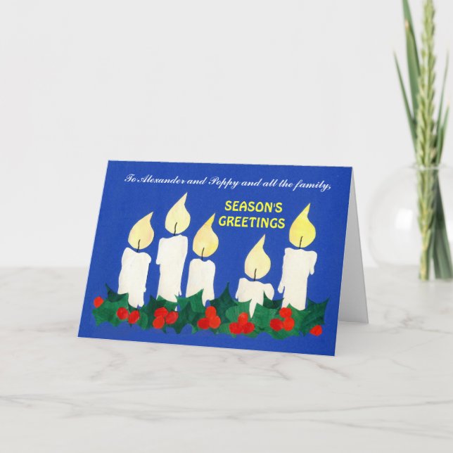 Festividades Cartão de Natal customizável - velas e azevinho (Frente)
