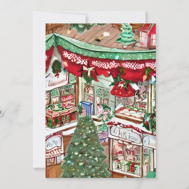 Festividades Cartão de Natal da aldeia de neve (Frente)