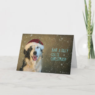 Festividades Cartão de Natal da Borda Collie.