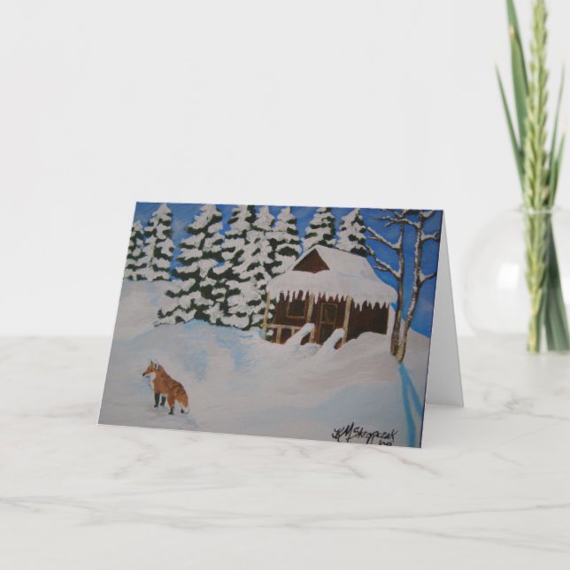 Festividades Cartão de Natal da Cabra de inverno Fox (Frente)