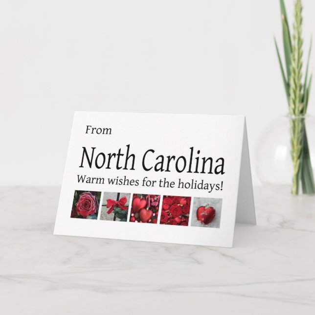 Festividades Cartão de Natal da Carolina do Norte com ornamento (Frente)
