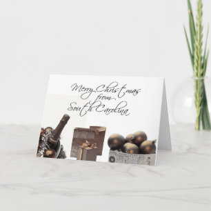 Festividades Cartão de Natal da Carolina do Sul com ornamentos