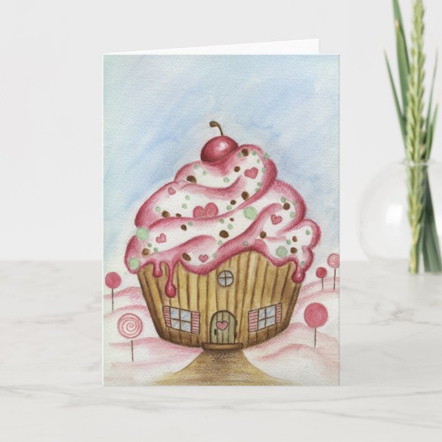 Festividades Cartão de Natal da Casa de Cupcake (Frente)