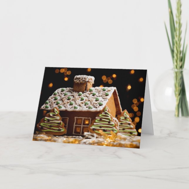 Festividades Cartão de Natal da casa de pão-de-espécie (Frente)